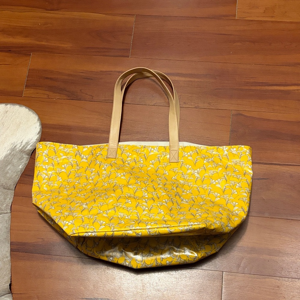 Merona Yellow Gray Floral Tote Bag